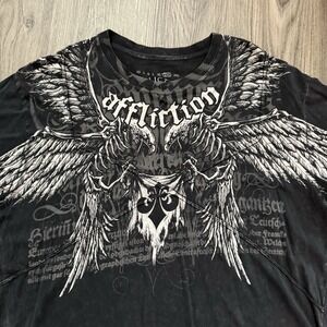 Affliction Tribal "Distressed"  Black Short Sleeve Shirt For Men Size XXL 2XL